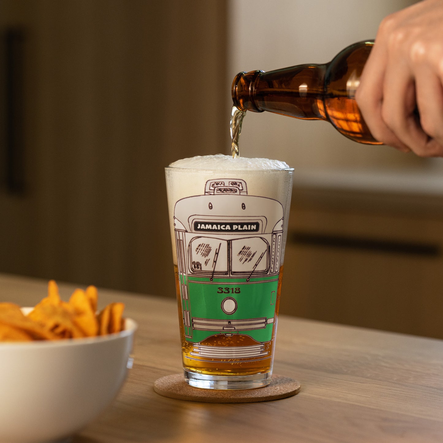 Jamaica Plain Trolley Pint Glass