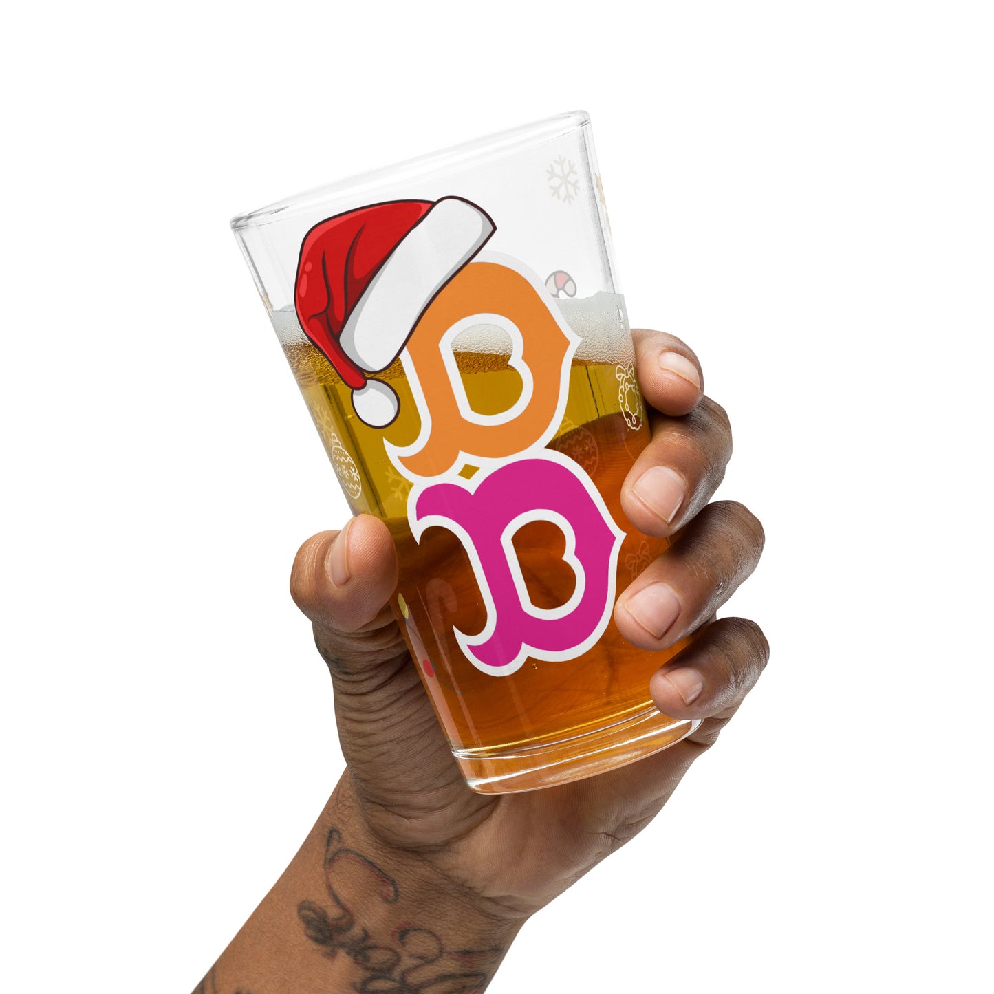 Boston B Pint Glass ๐บ Boston Holiday Edition