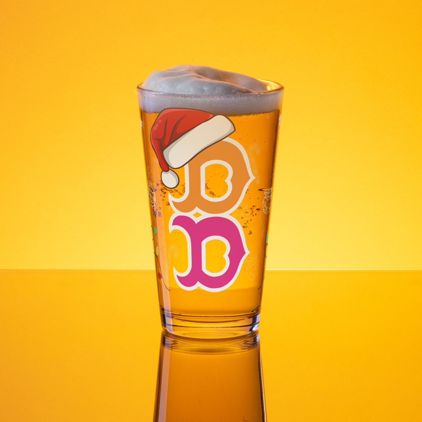 Boston B Pint Glass ๐บ Boston Holiday Edition