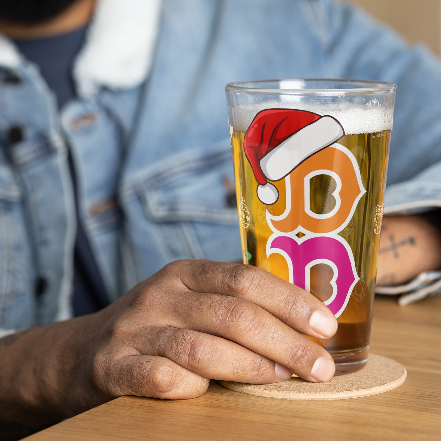 Boston B Pint Glass ๐บ Boston Holiday Edition