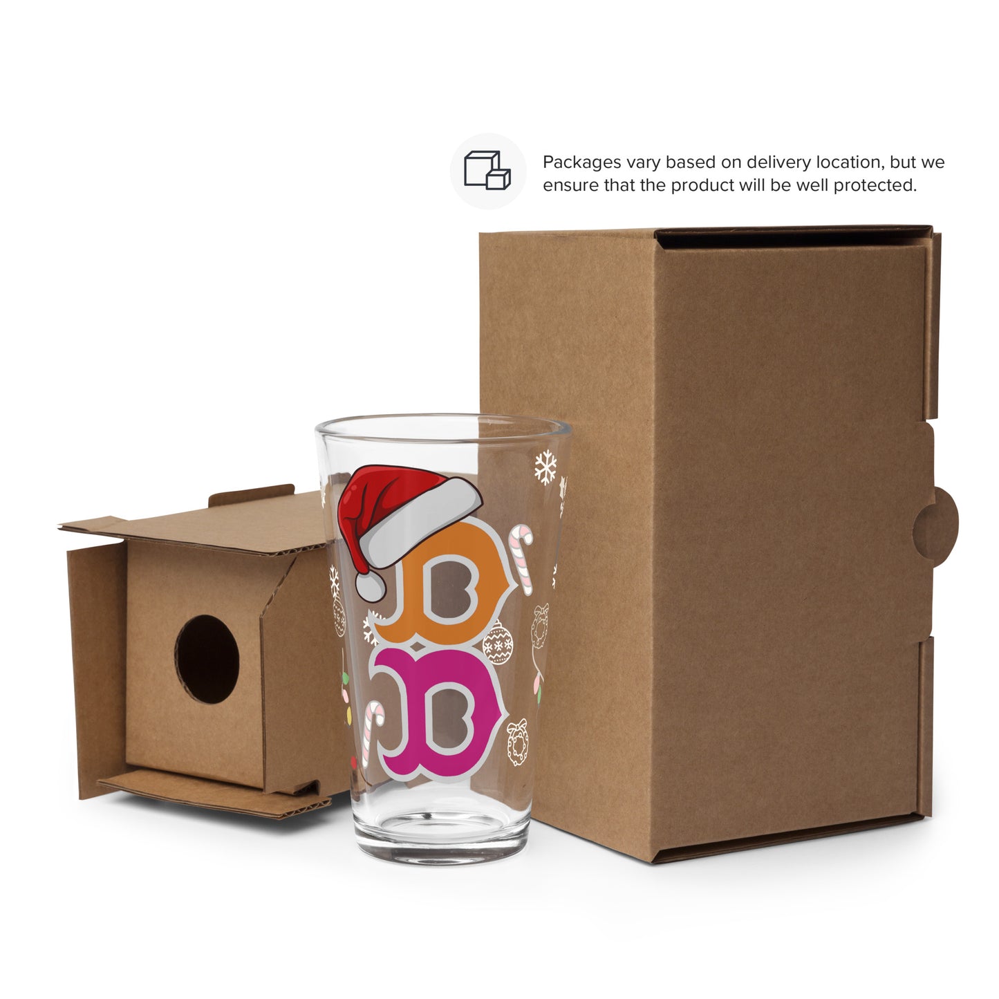 Boston B Pint Glass ๐บ Boston Holiday Edition