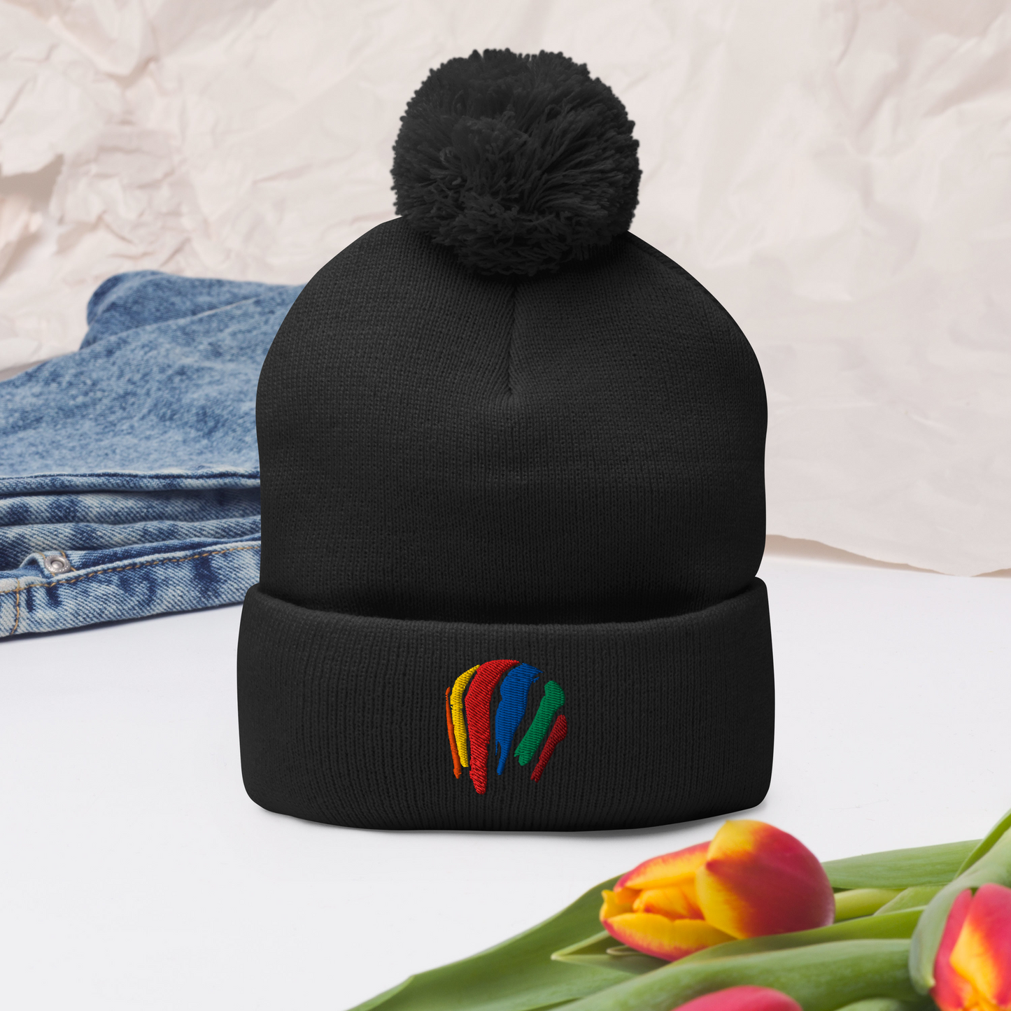 Dot Swash Pom-Pom Beanie – Boston Gas Tank Edition