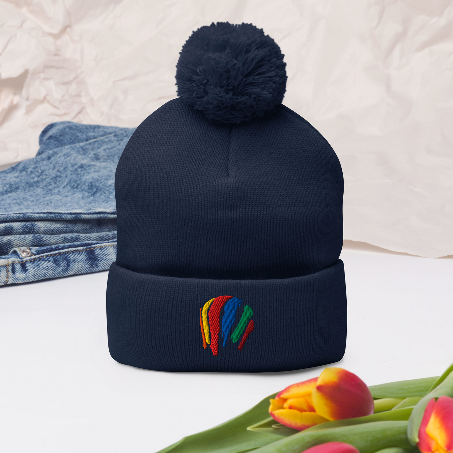 Dot Swash Pom-Pom Beanie – Boston Gas Tank Edition