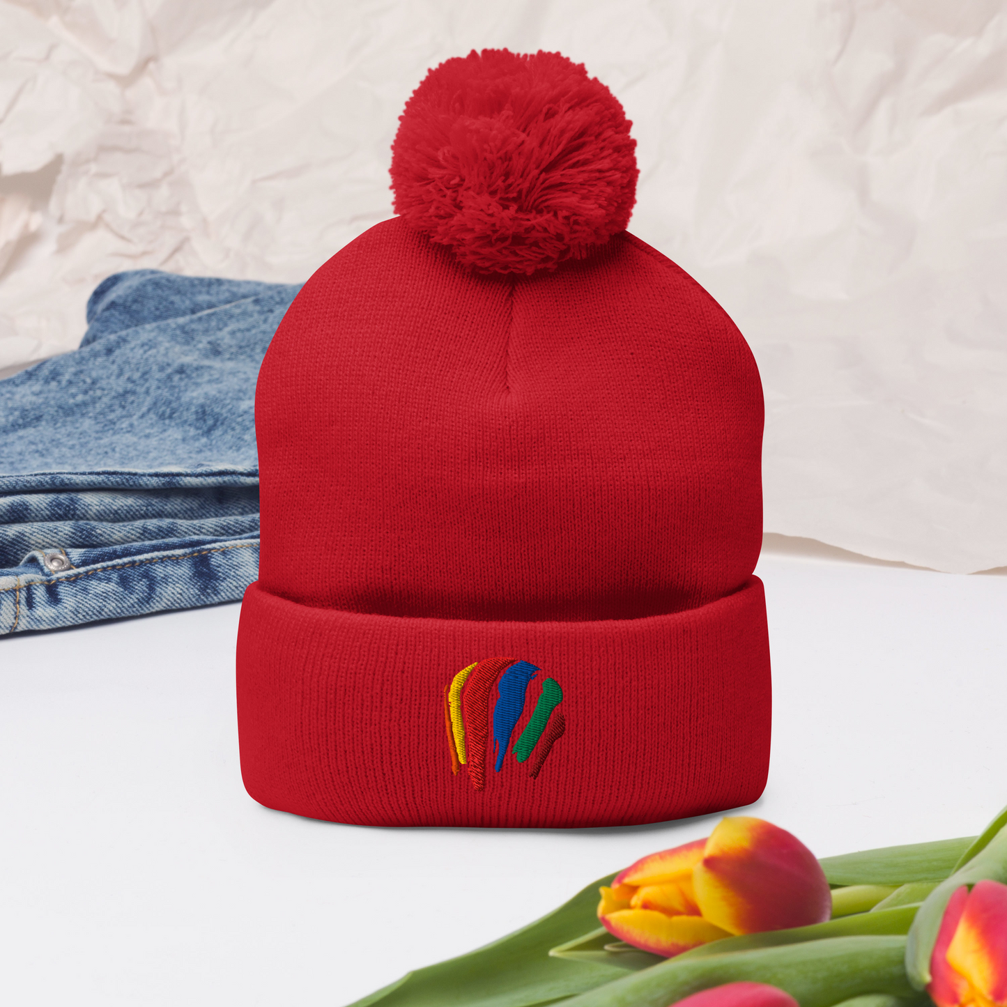 Dot Swash Pom-Pom Beanie – Boston Gas Tank Edition