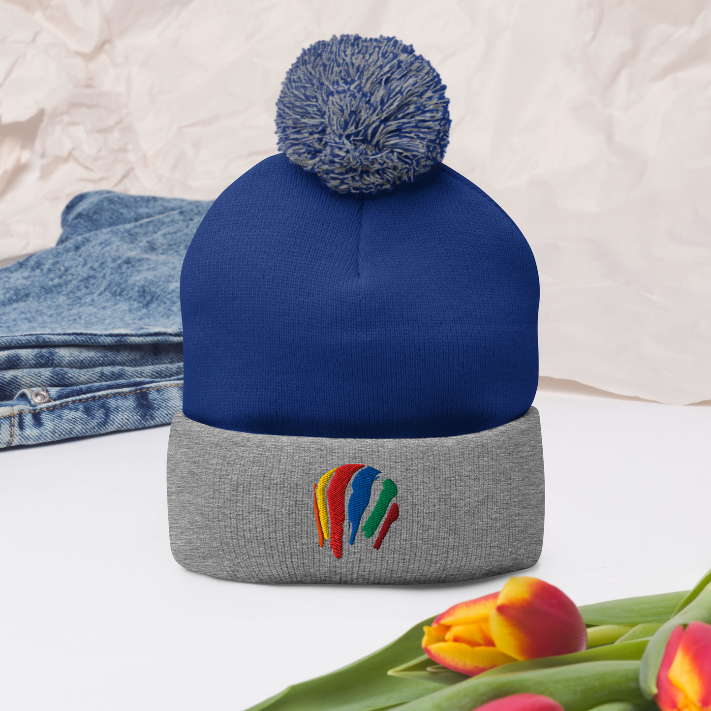 Dot Swash Pom-Pom Beanie – Boston Gas Tank Edition