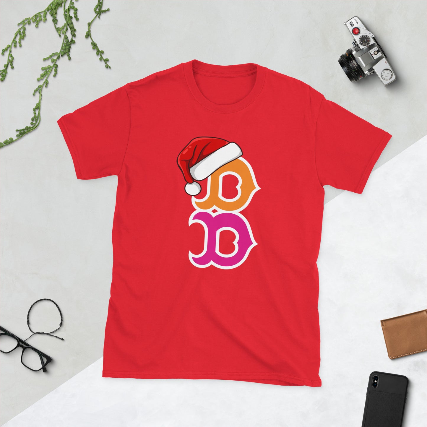 Boston B T-shirt π
 Santa Hat Holiday Edition